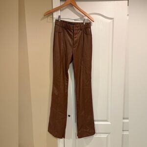 Zara Brown Faux Leather Flare Pants